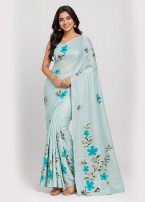 Green Organza Saree With Blouse Piece