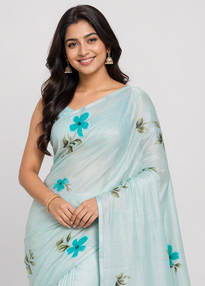 Green Organza Saree With Blouse Piece