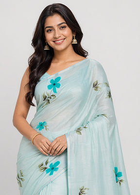 Green Organza Saree With Blouse Piece