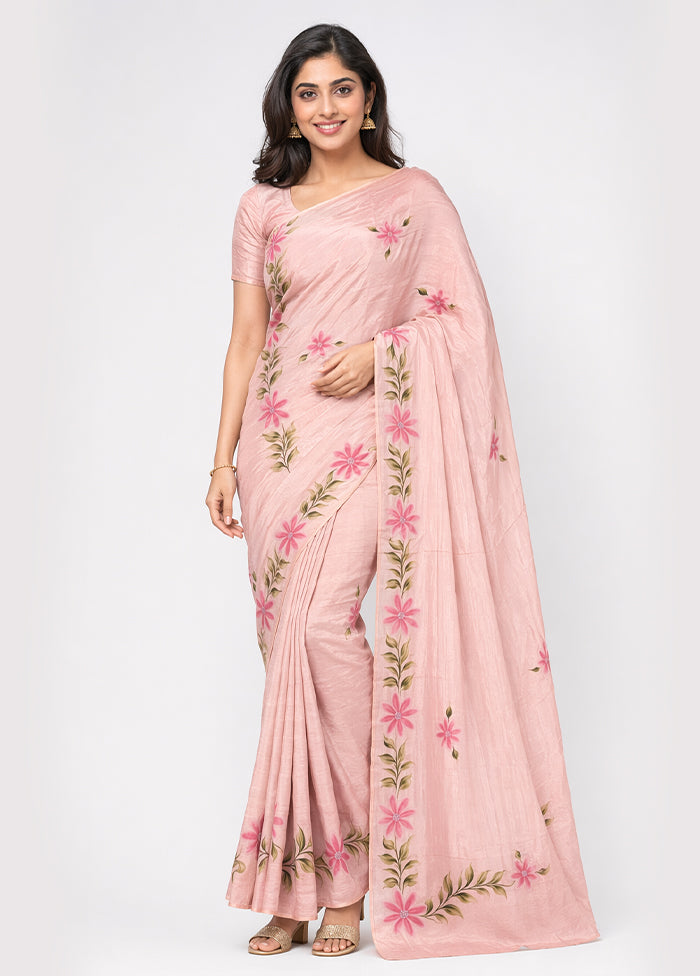Pink Organza Saree With Blouse Piece