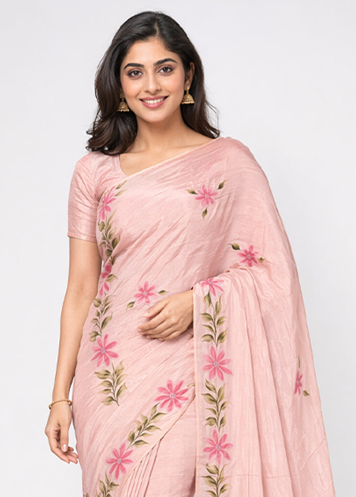 Pink Organza Saree With Blouse Piece