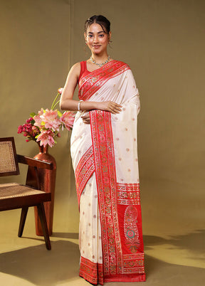 Sandhya Aarti Duo – Red Kanjivaram & White Dupion Silk Sarees
