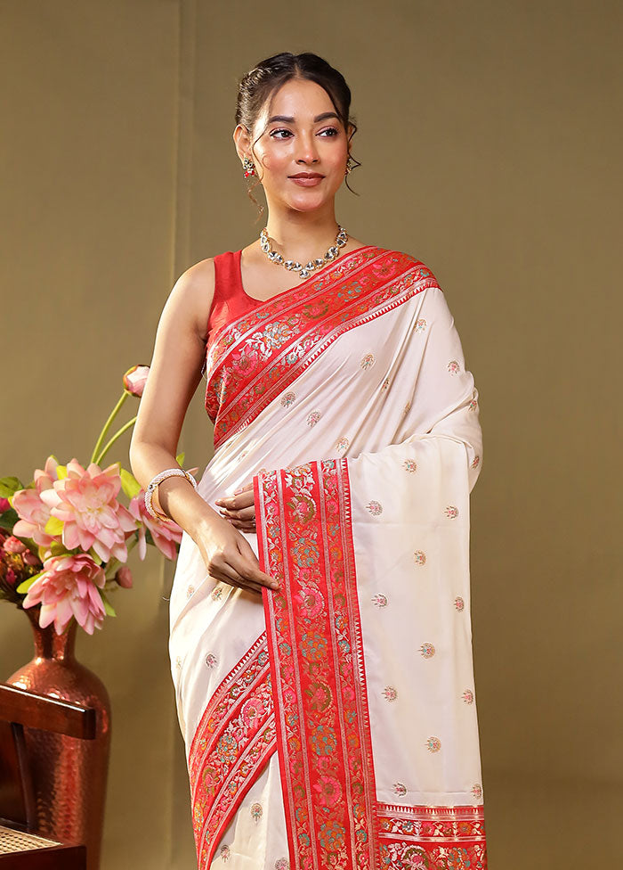 Sandhya Aarti Duo – Red Kanjivaram & White Dupion Silk Sarees