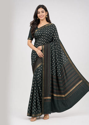 Black Chanderi Silk Saree With Blouse Piece