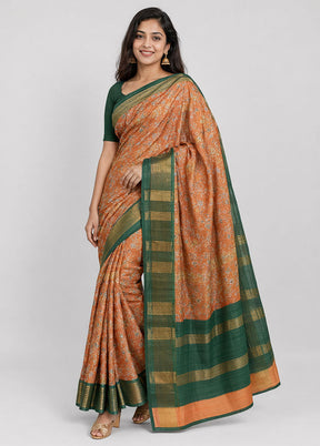Yellow Chanderi Silk Saree With Blouse Piece