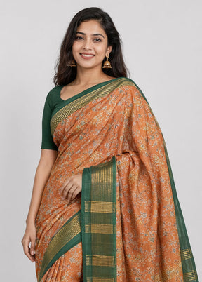 Yellow Chanderi Silk Saree With Blouse Piece
