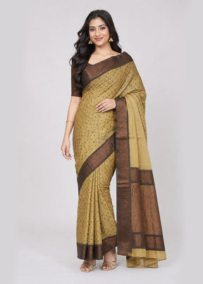 Green Chanderi Silk Saree With Blouse Piece