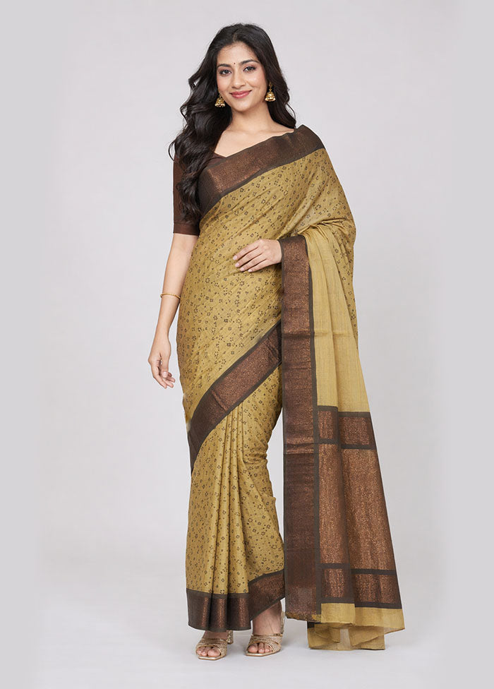 Green Chanderi Silk Saree With Blouse Piece