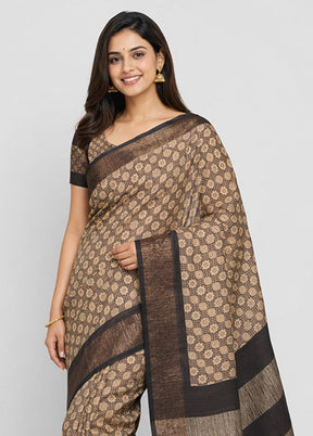 Cream Chanderi Silk Saree With Blouse Piece