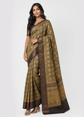 Cream Chanderi Silk Saree With Blouse Piece