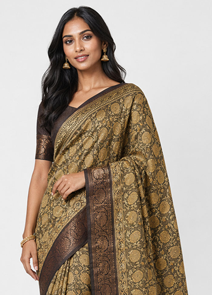 Cream Chanderi Silk Saree With Blouse Piece