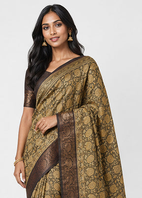 Cream Chanderi Silk Saree With Blouse Piece