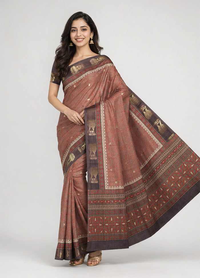 Cream Pure Cotton Saree With Blouse Piece
