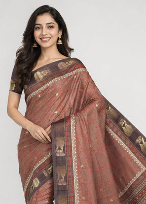 Cream Pure Cotton Saree With Blouse Piece