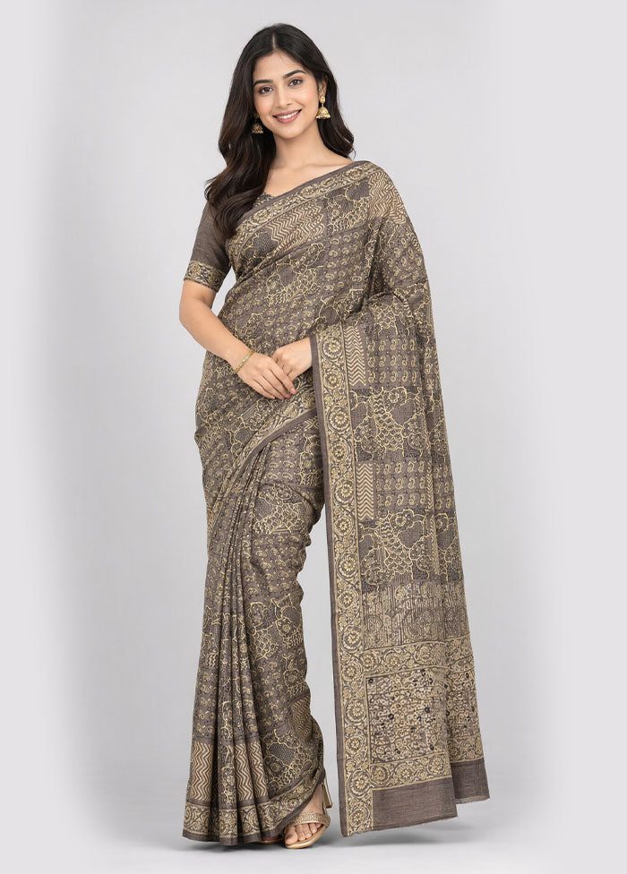 Cream Pure Cotton Saree With Blouse Piece