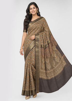 Cream Pure Cotton Saree With Blouse Piece