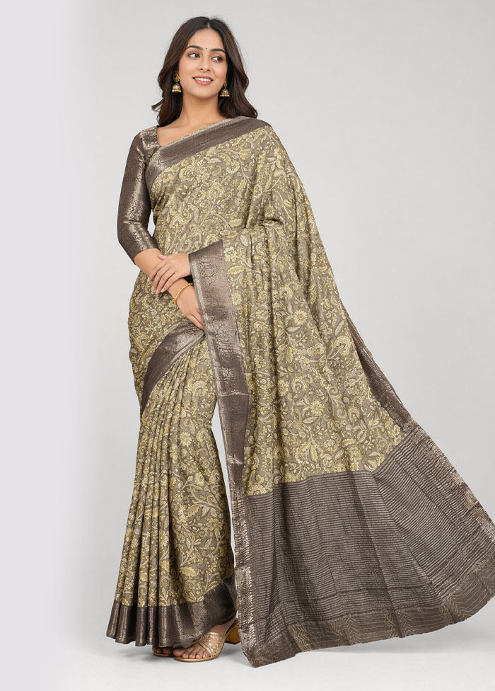 Cream Pure Cotton Saree With Blouse Piece