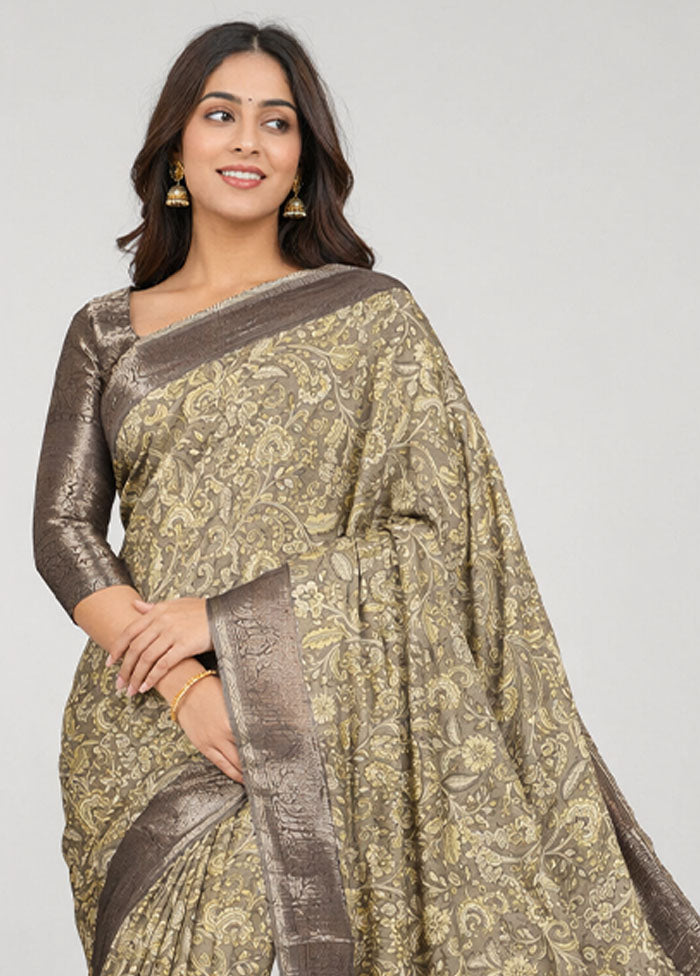 Cream Pure Cotton Saree With Blouse Piece