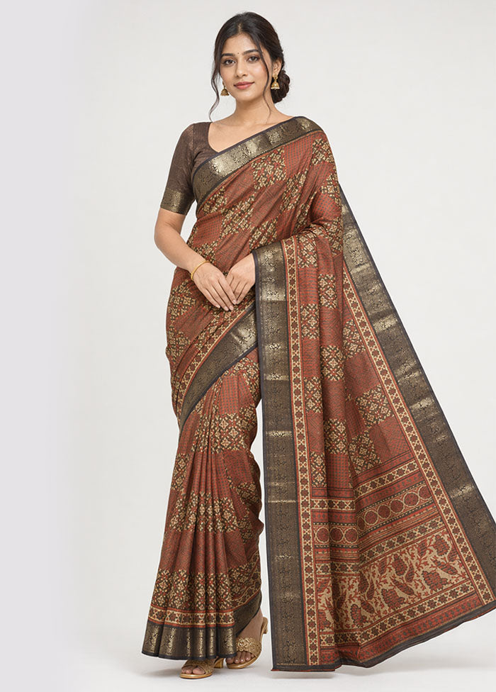 Cream Pure Cotton Saree With Blouse Piece