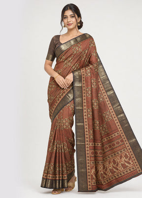 Cream Pure Cotton Saree With Blouse Piece
