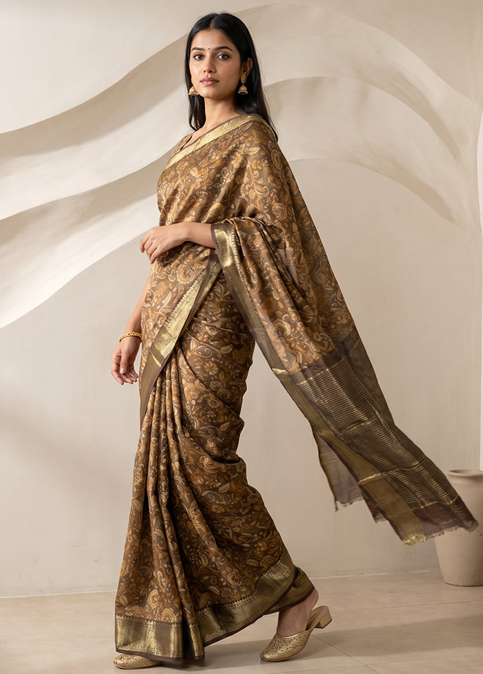 Cream Pure Cotton Saree With Blouse Piece