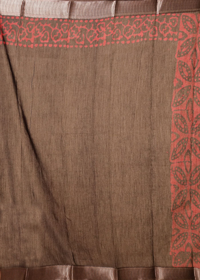 Red Cotton Saree With Blouse Piece