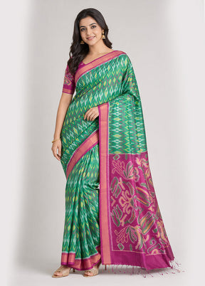 Purple Handloom Kanchipuram Pure Silk Saree With Blouse Piece