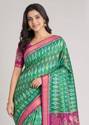Purple Handloom Kanchipuram Pure Silk Saree With Blouse Piece