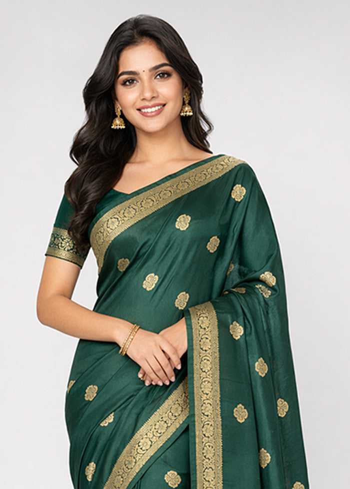 Green Dupion Silk Saree With Blouse Piece