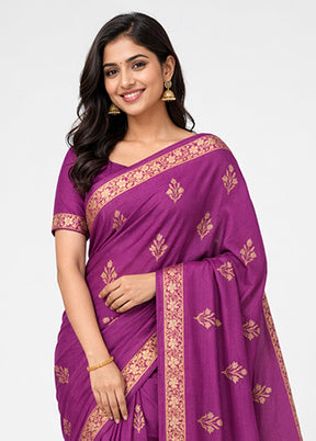 Purple Dupion Silk Saree With Blouse Piece