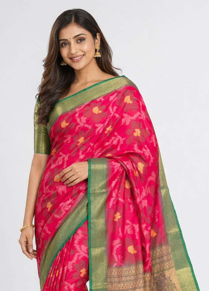 Multicolor Dupion Silk Saree With Blouse Piece