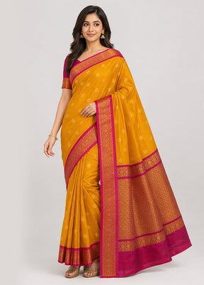 Yellow Kanjivaram Silk Saree With Blouse Piece