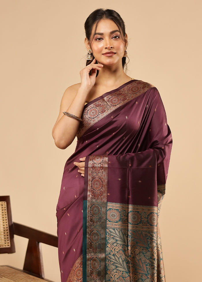 Purple Dupion Silk Saree With Blouse Piece
