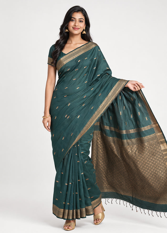 Green Kanjivaram Silk Saree With Blouse Piece
