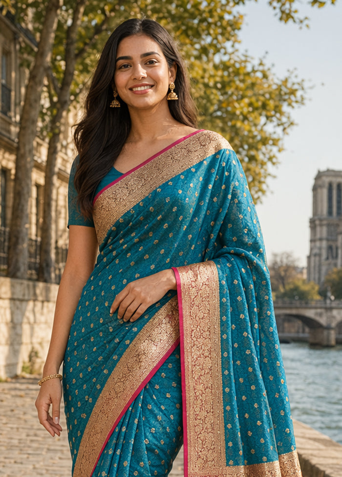 Green Tanchoi Silk Saree With Blouse Piece