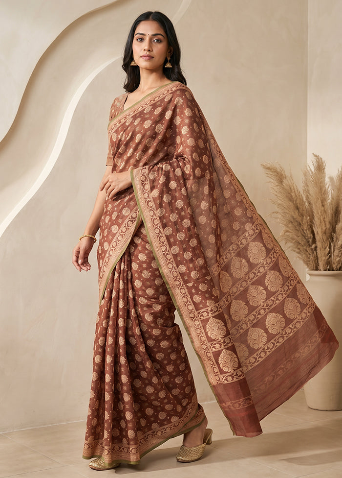 Pink Kora Silk Saree With Blouse Piece