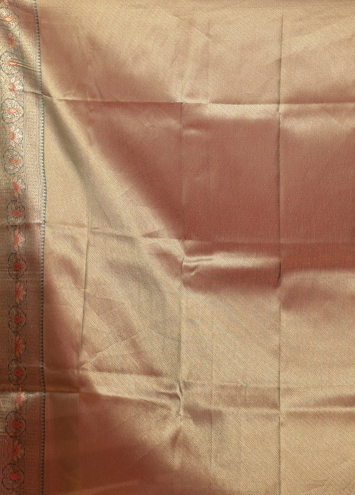 Gold Dupion Silk Saree With Blouse Piece