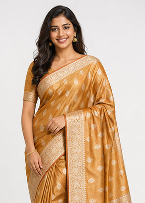 Rust Tissue Silk Saree With Blouse Piece