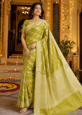 Green Tissue Silk Saree With Blouse Piece
