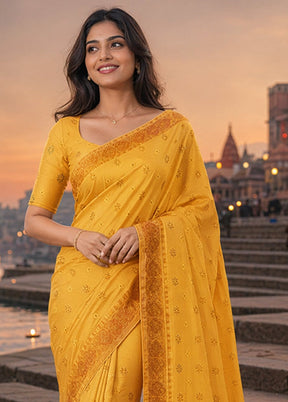 Yellow Assam Silk Saree With Blouse Piece