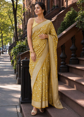 Orange Tissue Silk Saree With Blouse Piece