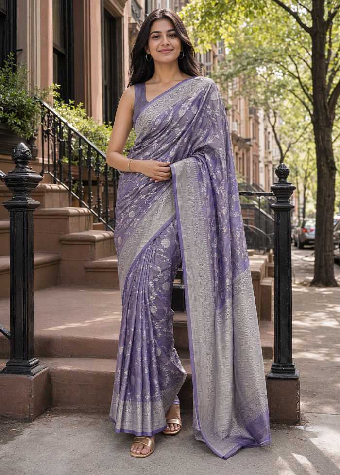 Blue Tissue Silk Saree With Blouse Piece