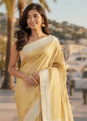 Cream Tissue Silk Saree With Blouse Piece