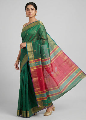 Multicolor kalakshetra Silk Saree With Blouse Piece
