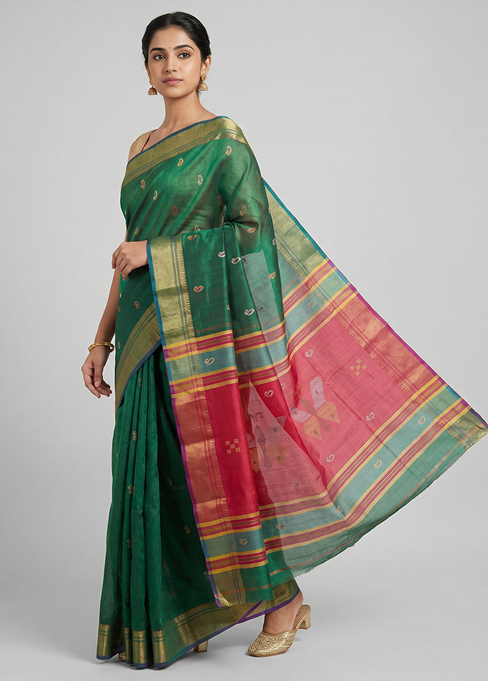 Multicolor kalakshetra Silk Saree With Blouse Piece