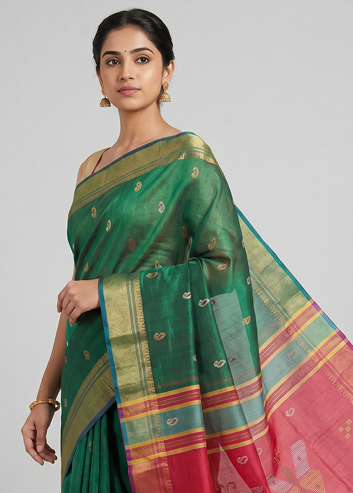 Multicolor kalakshetra Silk Saree With Blouse Piece