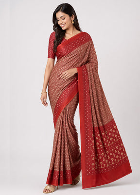 Cream Tanchoi Silk Saree With Blouse Piece