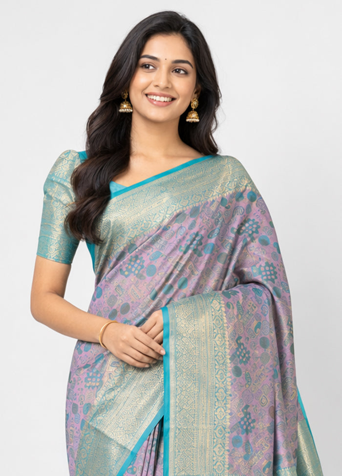 Gold Kanjivaram Silk Saree With Blouse Piece