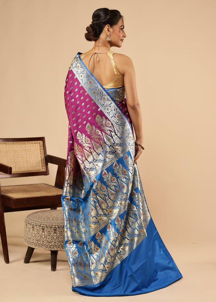 Purple Banarasi Silk Saree With Blouse Piece