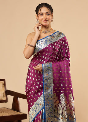 Purple Banarasi Silk Saree With Blouse Piece